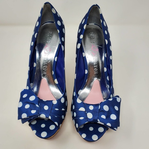 Paris Hilton White Polka Dot Shelly Wedges Sandals - Picture 2 of 10